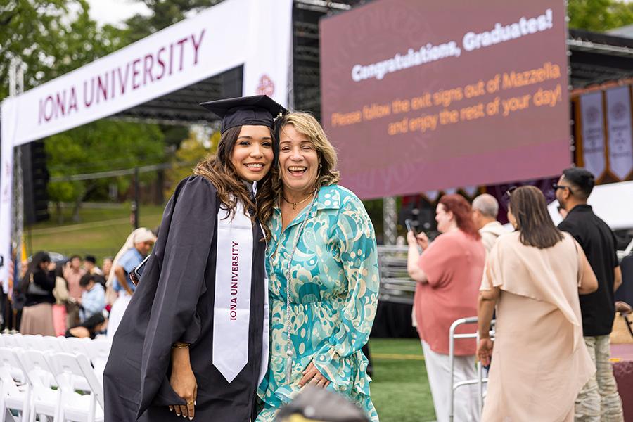 A mother and daughter at the Commencement ceremony.