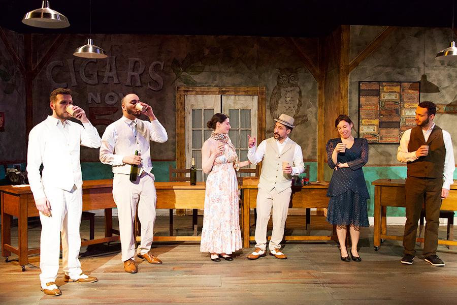 Students act in a production of Anna in the Tropics.