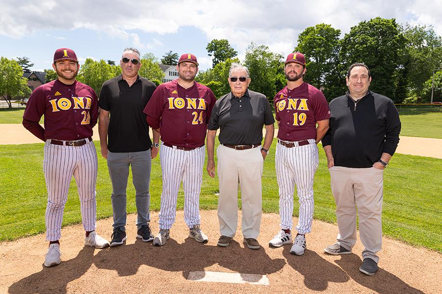 Coach Z with his sons and Iona baseball players.