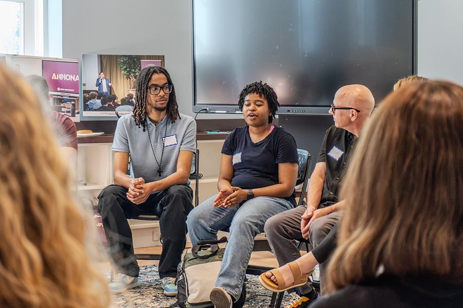 Students participate in a group reflection for Education in Real Life.