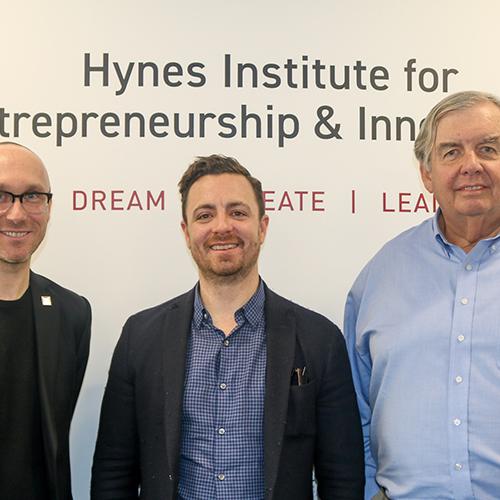 Left to right, Christoph Winkler, Ph.D., Danny Potocki ’06 and James Hynes ’69, ’01H.