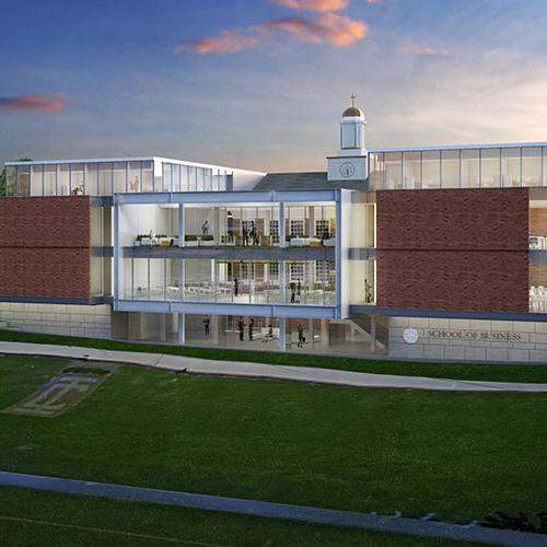 An artist's rendering of the LaPenta School of Business.