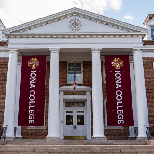 McSpedon Hall with the new banners.