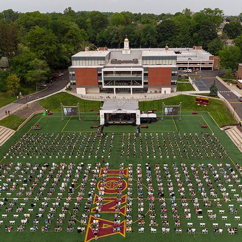An aerial view of the 2021 in-person recognition ceremony.