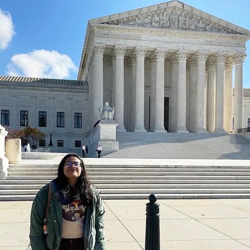 Jocelyn Arroyo-Ariza ’24 visiting the Supreme Court in Washington, D.C.