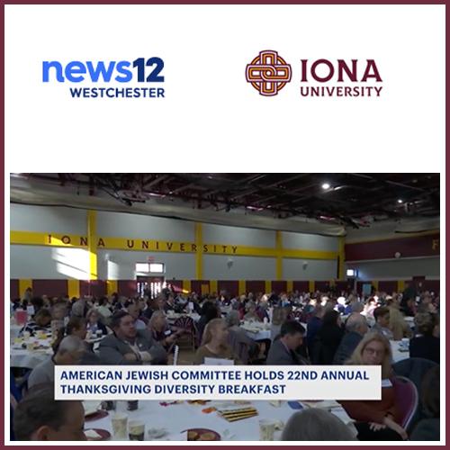The News12 and Iona logo with a photo of the diversity breakfast.