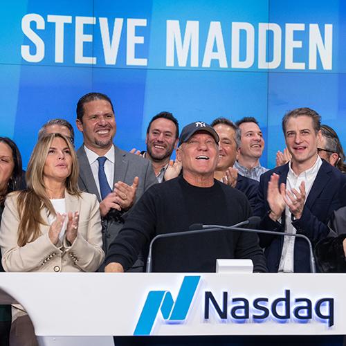 Zine Mazouzi with the Steve Madden team at Nasdaq.