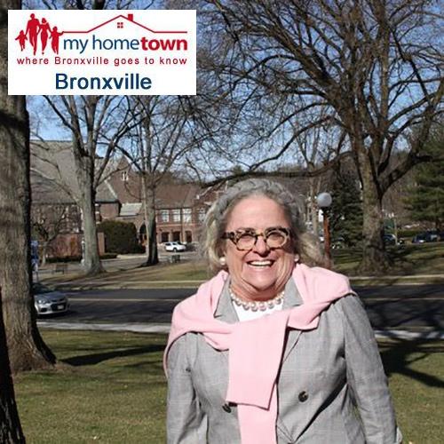 Mayor Mary Marvin with the MyHometown Bronxville logo.