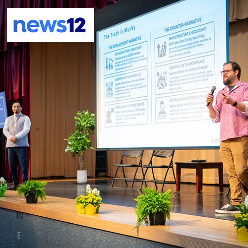 Aakash and Rob presenting at The Future of Work conference.