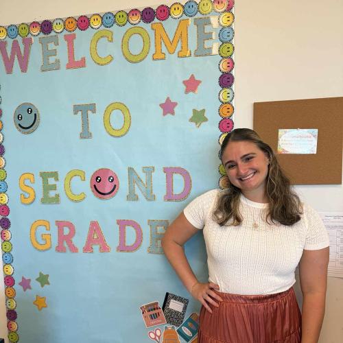 Emily Tuchman in her second grade classroom.