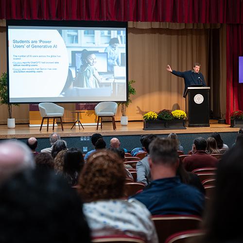 Marc Watkins presents at The Future of AI in Education conference.