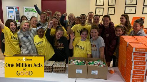 Students celebrate One Million Acts of Good sponsored by Ellen Degeners and Cheerios.