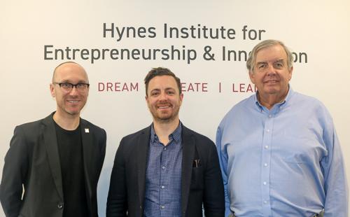 Left to right, Christoph Winkler, Ph.D., Danny Potocki ’06 and James Hynes ’69, ’01H.