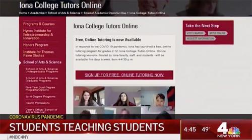 Iona University’s free, online tutoring program was recently featured on NBC Channel 4.