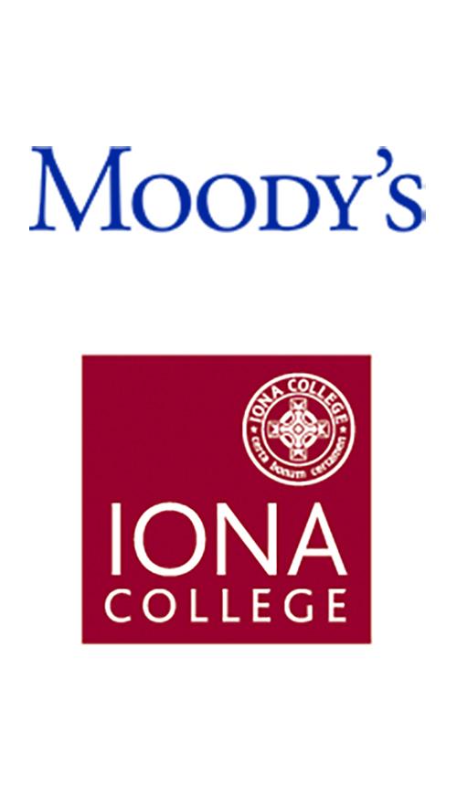 Moody's logo and Iona University's logo.