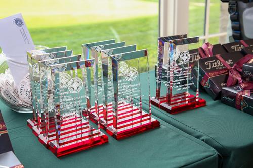 The awards table at the 2019 Winged Foot Gold Club fundraiser.