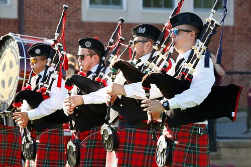 The Pipe band performs on Mazzella Field.