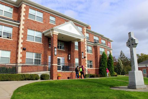 East Hall sits on East Hill and faces a Celtic Cross.