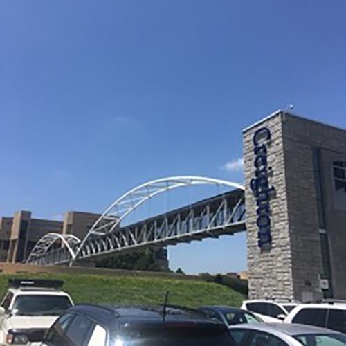 The campus overpass at Creighton University in Omaha, Nebraska.