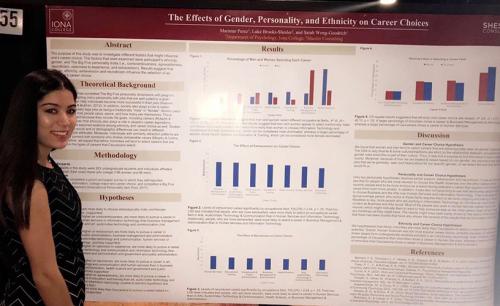 Marimar Perez next to her poster at Iona Scholars Day.
