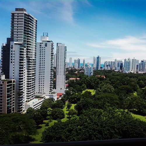 An aerial view of a city in Panama.