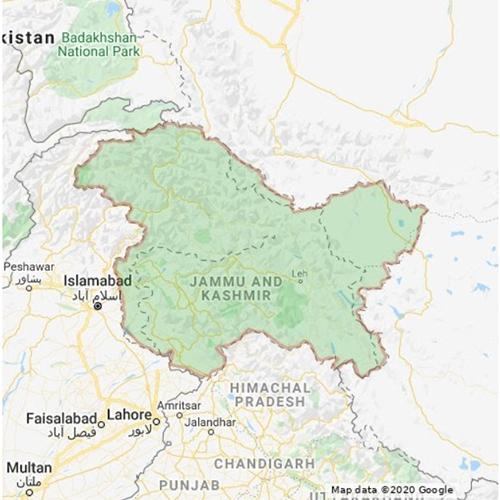 An image of Kashmir from Google Maps used for Kathleen Russo's '22 Iona Scholars Day presentation.