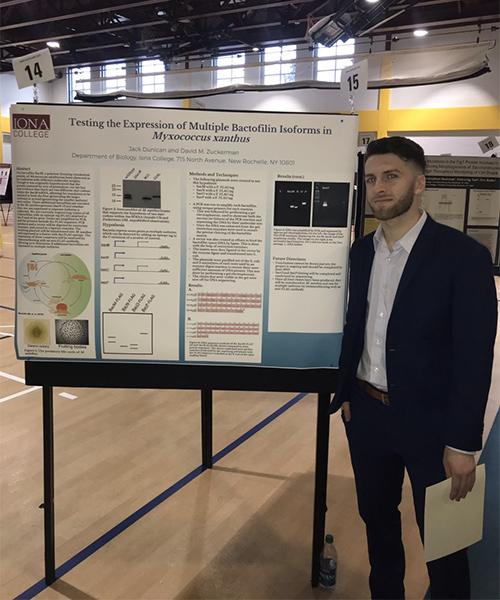 Jack Dunican '21 presents his work at Iona Scholars Day.