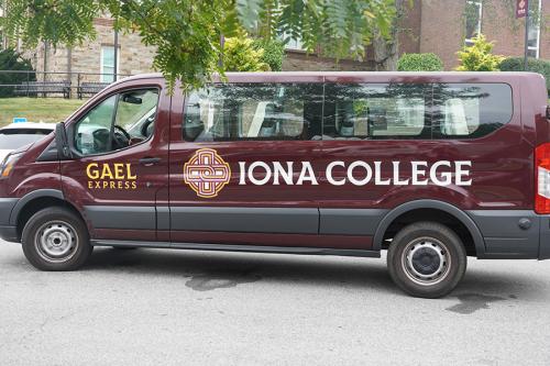 The Gael Express shuttle on campus.