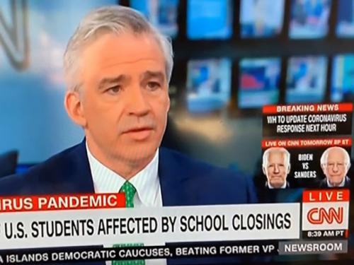 Iona University President Seamus Carey, Ph.D., appears on CNN to discuss Iona's approache to the COVID-19 crisis.
