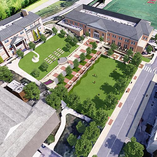 Artist's rendering of an overhead view of the new Murphy greenspace.