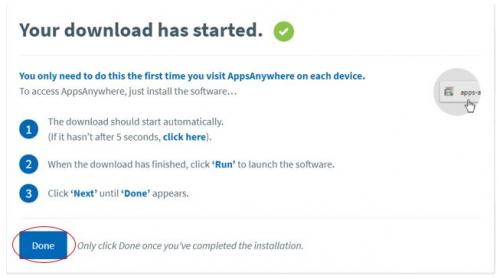 AppsAnywhere Download Started