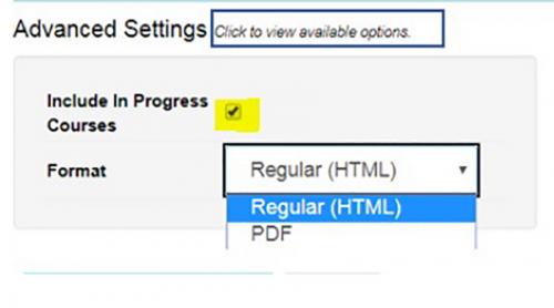 The Advanced Settings options for the interactive degree audit.