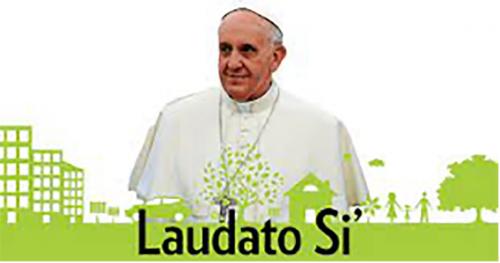 Laudato Si logo and Pope Francis.