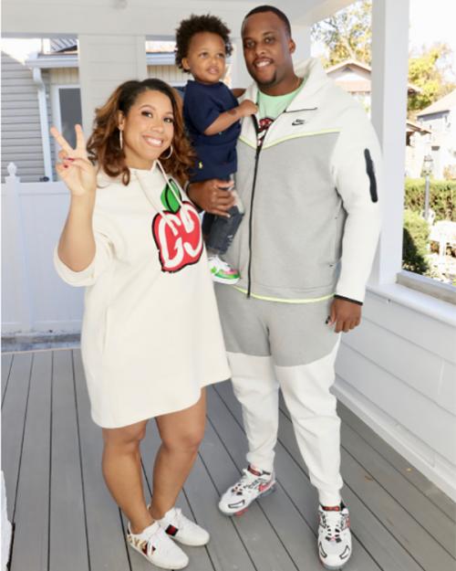 Gabrielle and Jeffrey Gambrell with their son.