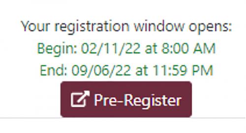 Registration window notification in Schedmule.