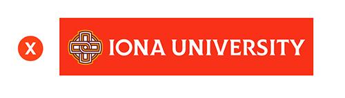 Iona logo on NYP red background.