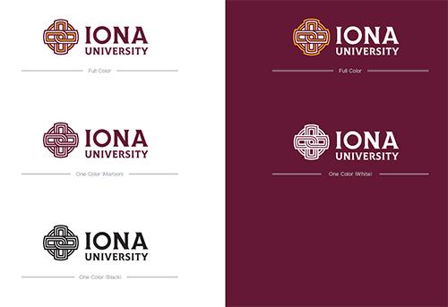 Iona Logos on both backgrounds.
