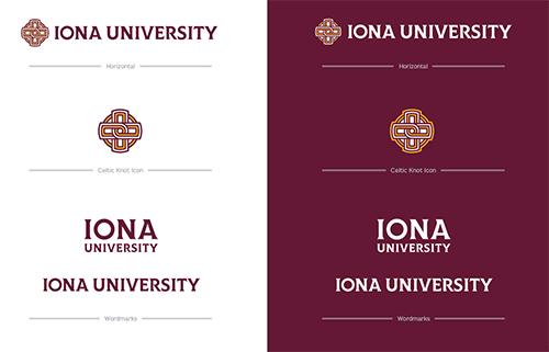 Iona secondary logos on both backgrounds.