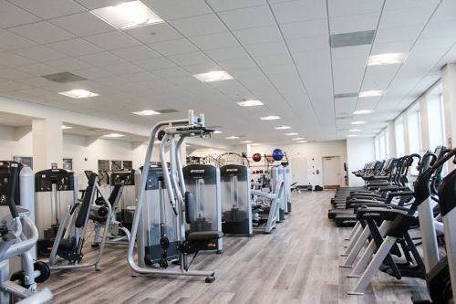 The cardio room overlooks Mazzella Field.