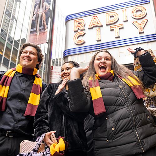 Three of the Iona singers outside of Radio City Music Hall.
