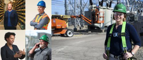 A collage of people who work in the energy sector.