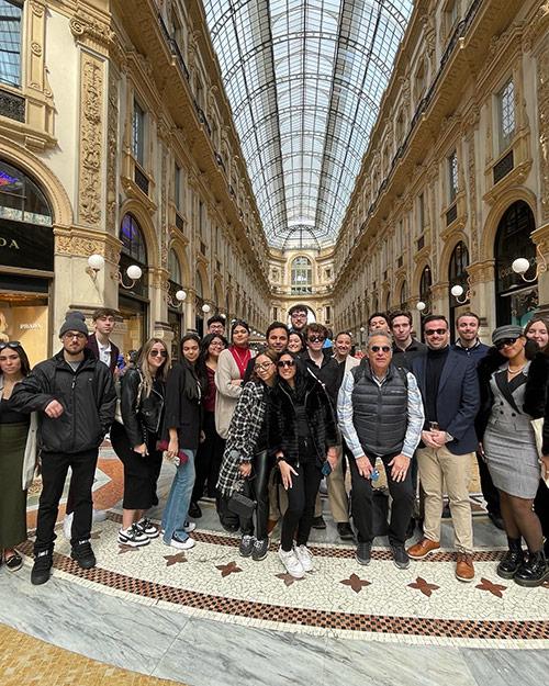 Iona group in a shopping piazza in Italy.