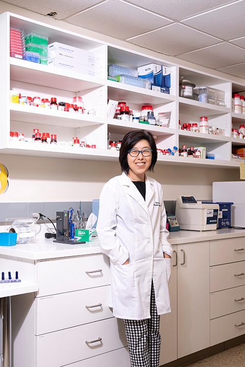 Dr. Sunghee Lee in her lab on the New Rochelle campus of Iona.