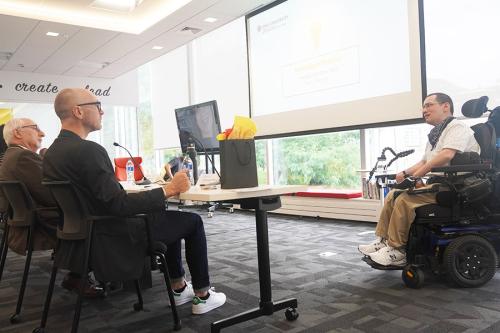 A presenter at the IdeaSpark Pitchfest.