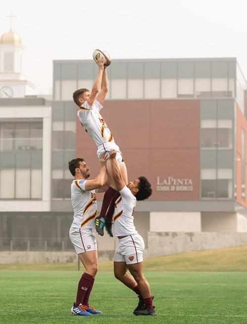 Iona Rugby team practicing.