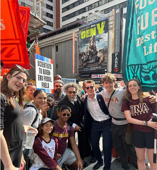 Students with Cornell West at the 2023 Climate March in NYC.