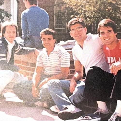 Class of 1984 students gathered on Columba Quad.