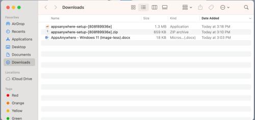 AppsAnywhere - Mac Instructions - Downloads Folder