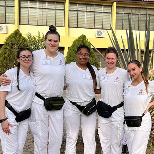 Nursing students Maria Morano, Bryanna Palamara, Ashia Graham, Camryn Abbate, Alexis Martinez