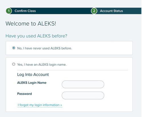 The Have you used ALEKS before? landing page.
